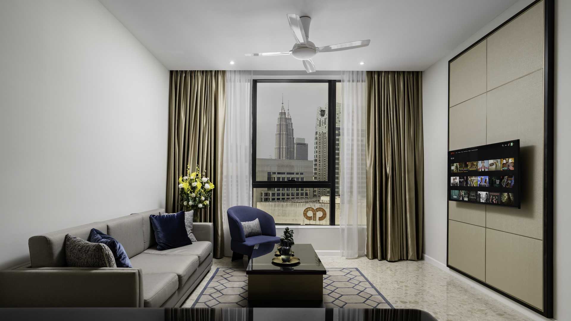 Perfect Host Unit TV Area With KLCC View